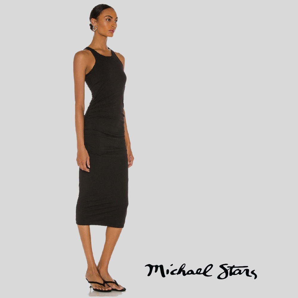 MICHAEL STARS Racerback Midi Dress, Black, Size XS X-Small - Picture 3 of 5